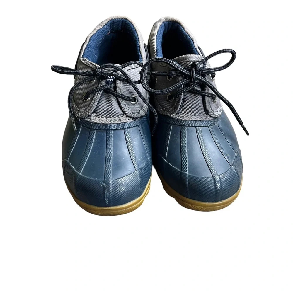 Sperry women’s navy low‎ rise rubber lace up duck boots SZ 7